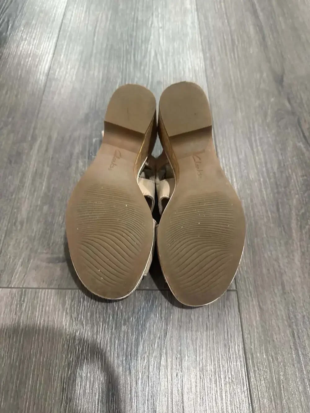 Clarks Collection Annadel Eirwyn Beige Suede Wedge Sandals